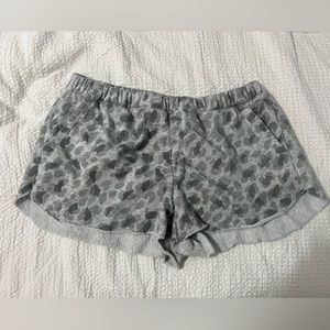 Aerie gray leopard sweatshirt shorts, size medium
